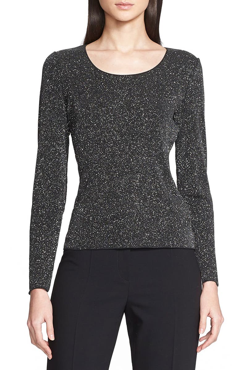 Armani Collezioni Long Sleeve Glitter Jersey Top | Nordstrom