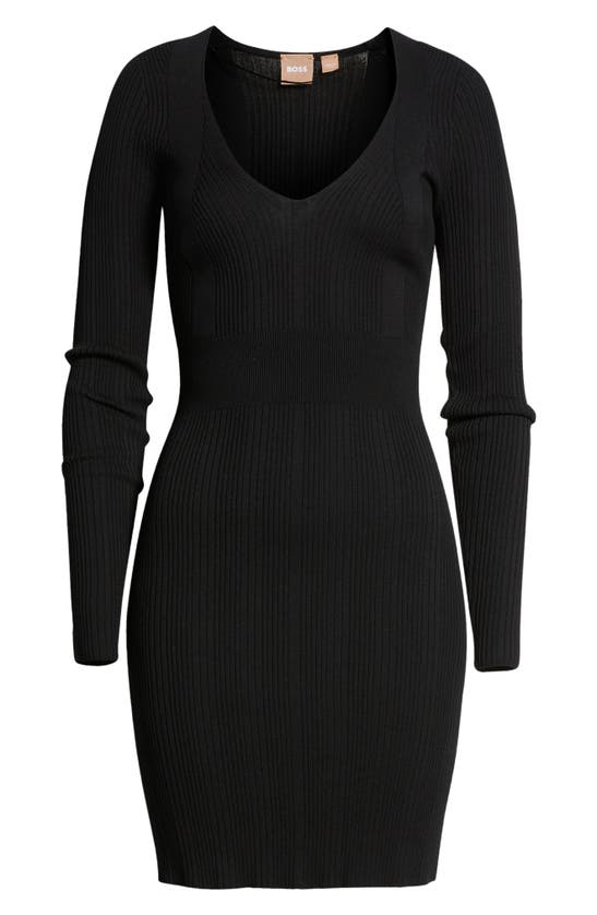 Shop Hugo Boss Boss Finesa Long Sleeve Sweater Dress In Black