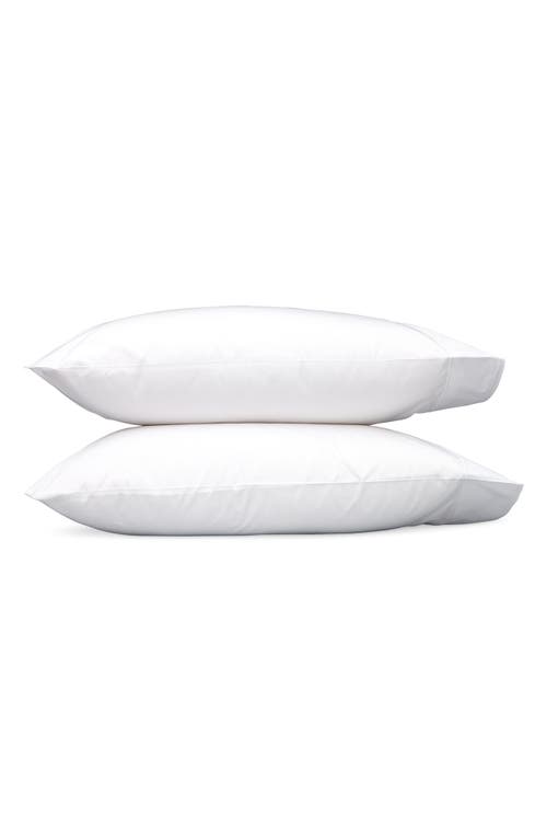 Matouk Set Of 2 Ansonia 500 Thread Count Cotton Percale Pillowcases In White/white