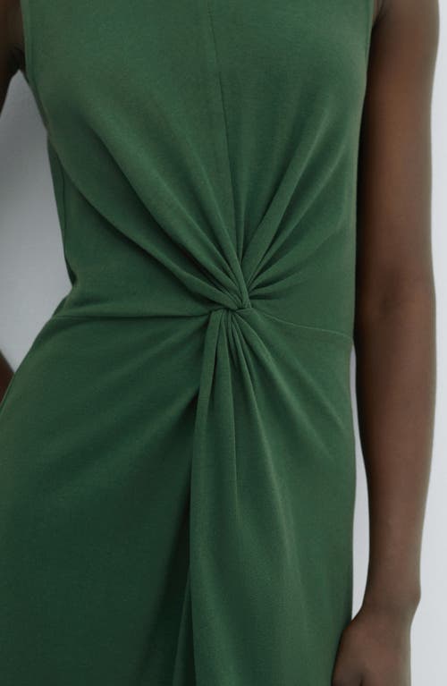 Shop Mango Center Twist Cotton Midi Dress In Green