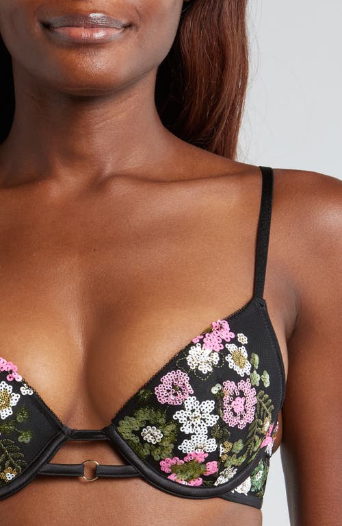 Shop Etam Perle Underwire Plunge Push-up Bra In Black