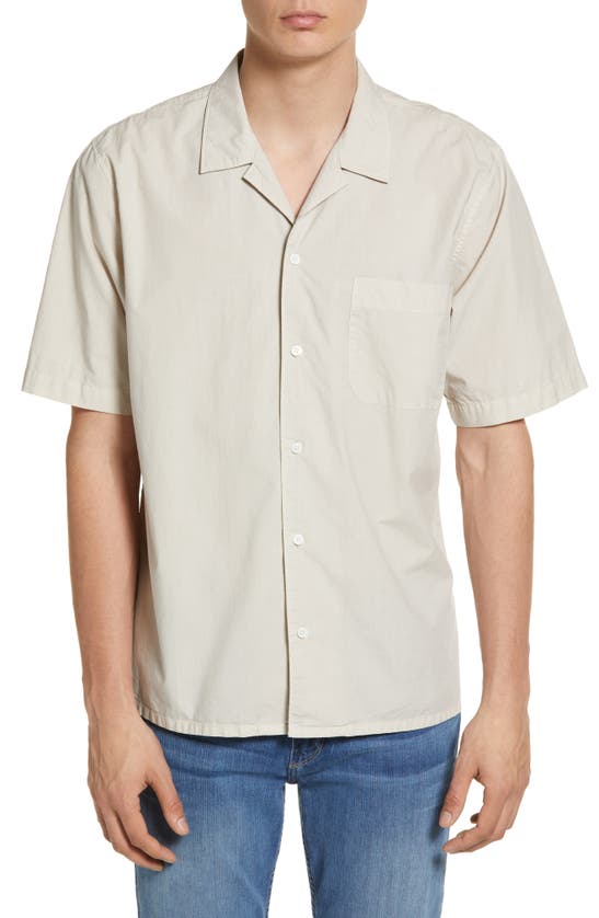 Shop Frame Cotton Short Sleeve Button-up Camp Shirt In Grey Green