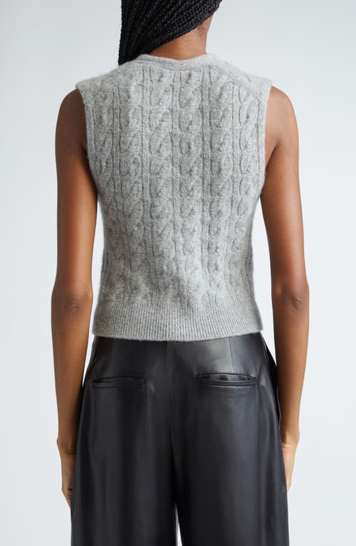 Shop Vince Cable Wool Blend Sweater Vest In H Silver Dust