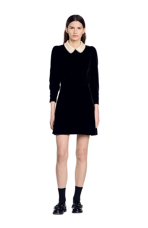 Shop Sandro Velvet Dress In Black