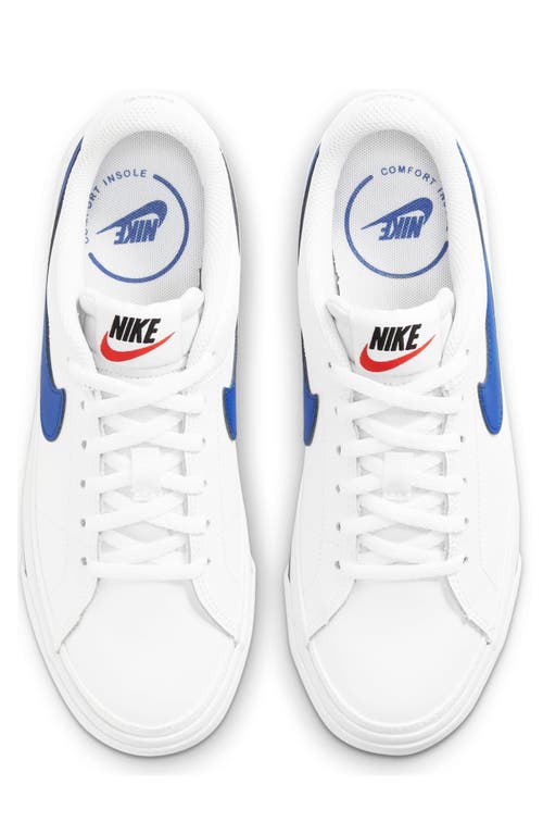 Shop Nike Kids' Court Legacy Sneaker In White/game Royal