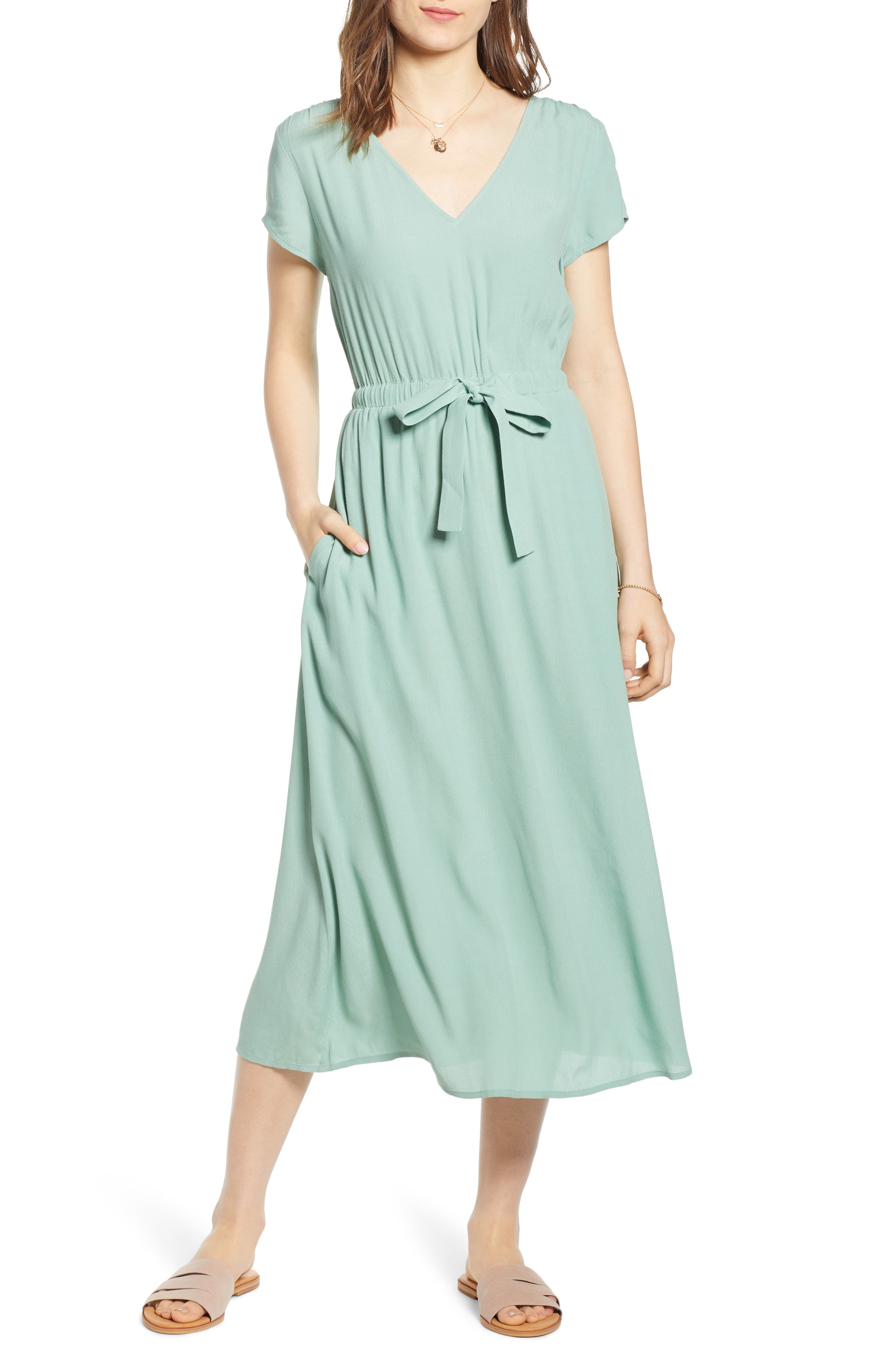 Treasure & Bond Cap Sleeve Midi Dress, Green