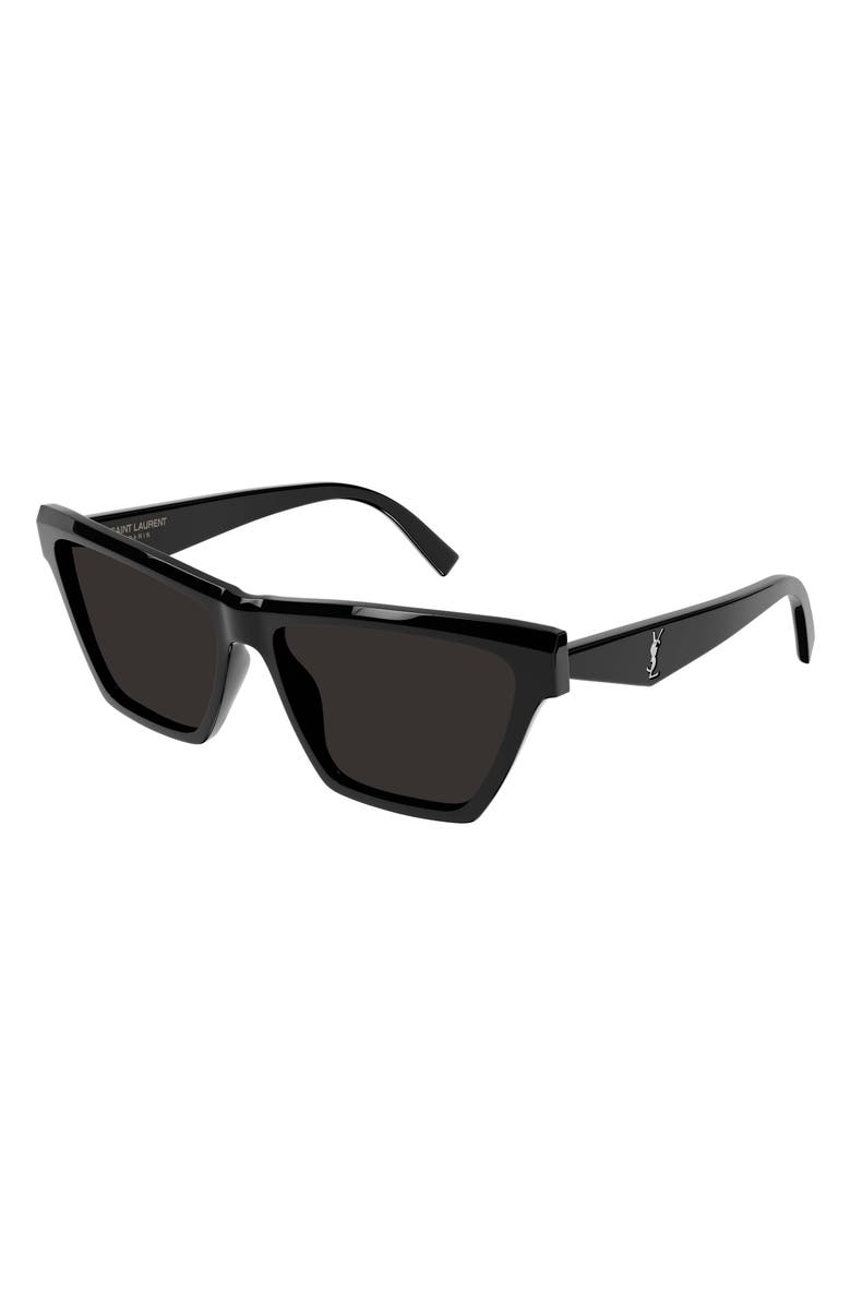 SAINT LAURENT 58mm Cat Eye Sunglasses, Main, color, BLACK/ BLACK