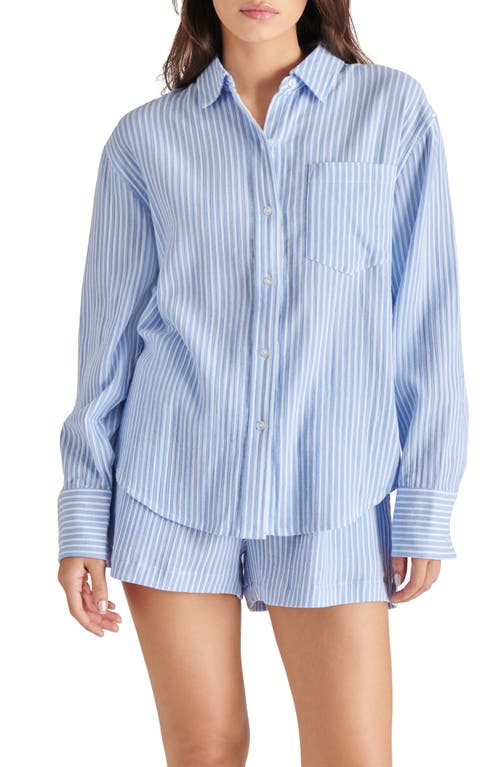 Shop Steve Madden Juna Stripe Button-up Shirt In Blue