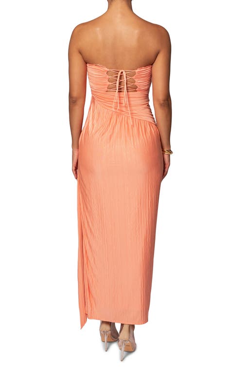 Shop Jluxlabel Roe Drape Strapless Maxi Dress In Orange