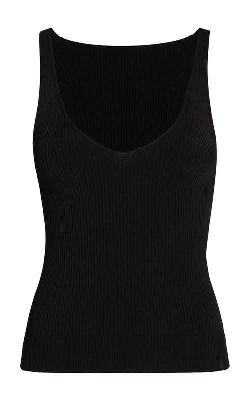 Another Tomorrow Deep V Tank Knit In Black