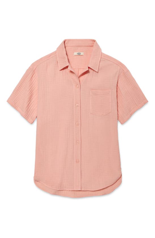 Shop Ugg (r) Embrook Short Sleeve Cotton Gauze Pajama Top In Sunstone