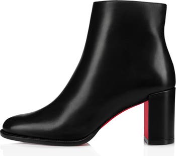 Christian Louboutin Adox Leather Block-Heel Red Sole Boots
