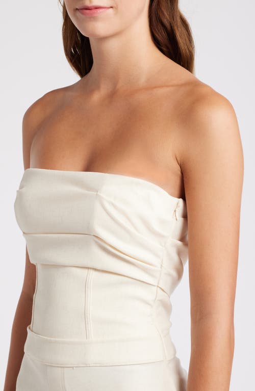 Mistress Rocks Strapless Wide Leg Jumpsuit In Beige