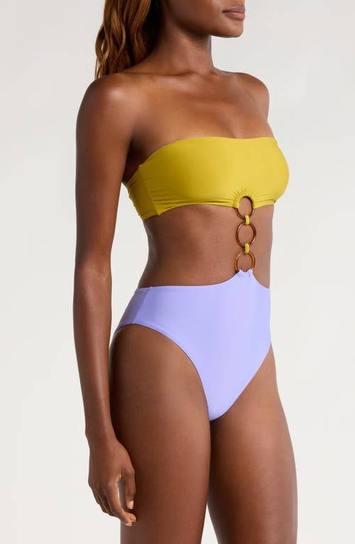 Shop Maaji Deep Periwinkle Makenna Strapless Reversible One-piece Swimsuit In Blue