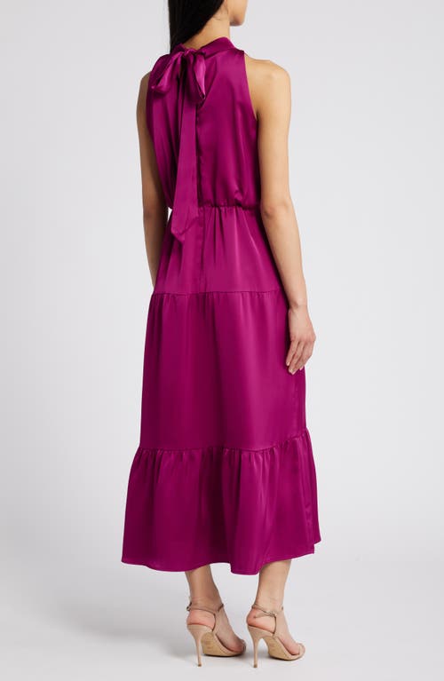 Shop Sam Edelman High Neck Sleeveless Satin Dress In Berry