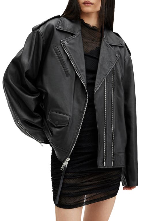 Shop Allsaints Daylen Leather Biker Jacket In Black