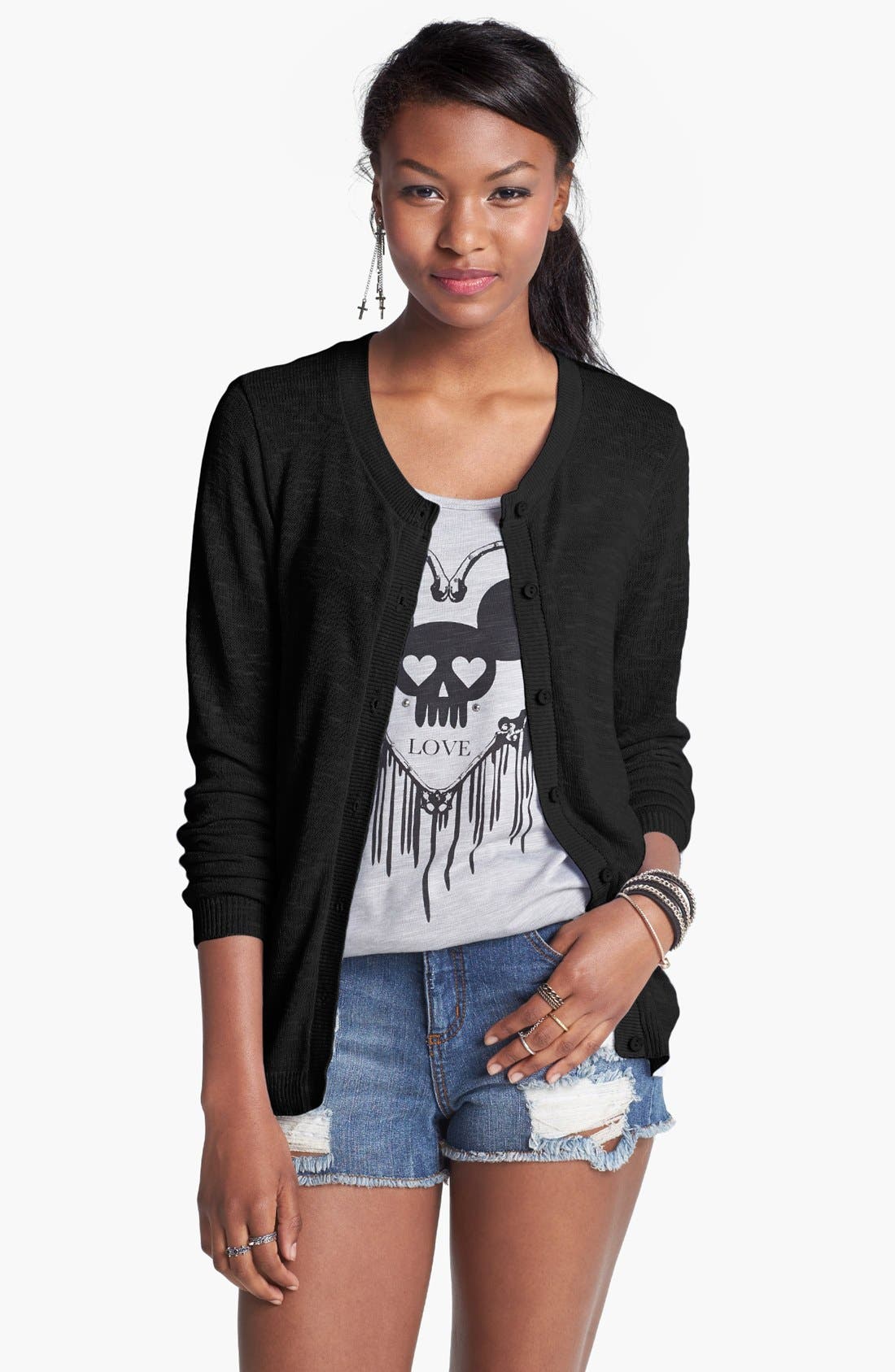 Cotton Emporium Slubbed Cardigan (Juniors) Nordstrom