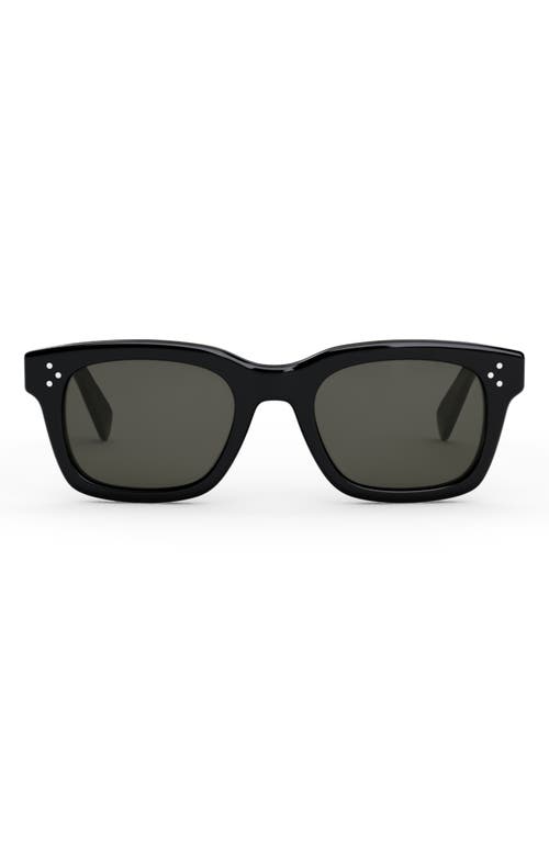 Shop Celine Bold 3 Dots 50mm Square Sunglasses In Shiny Black/smoke