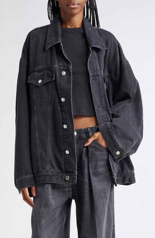 Shop Haikure Janet Oversize Distressed Denim Jacket In Black Tencel