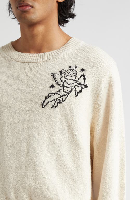 Shop The Elder Statesman Nora Angel Devil Crewneck Cashmere Sweater In 106 Natural