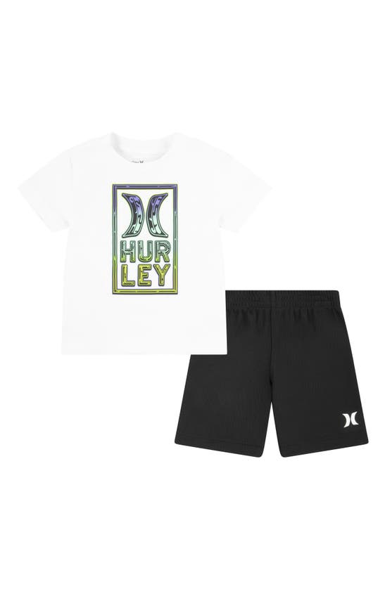 Shop Hurley Kids' Jersey T-shirt & Mesh Shorts Set In Black