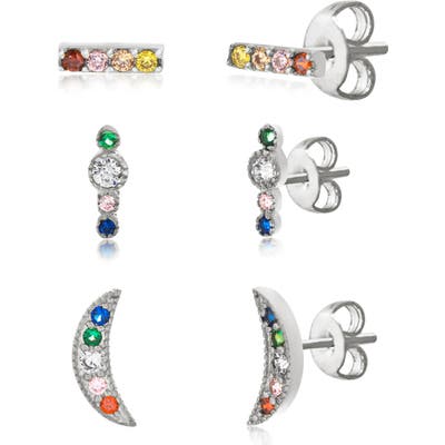 Lesa Michele Rainbow Cubic Zirconia Set Of 3 Earrings