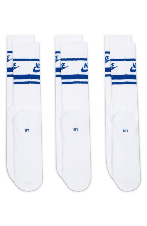 Shop Nike 3-pack Dri-fit Everyday Essentials Crew Socks In White/game Royal/game Royal