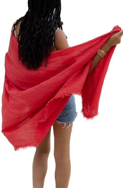 Saachi Gauze Cotton Scarf In Red