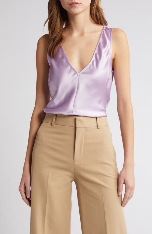 Double V-Neck Silk Tank in Lilac