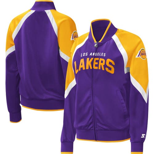 Women's Starter Purple Los Angeles Lakers Slam Dunk Raglan Full-Zip Track Jacket
