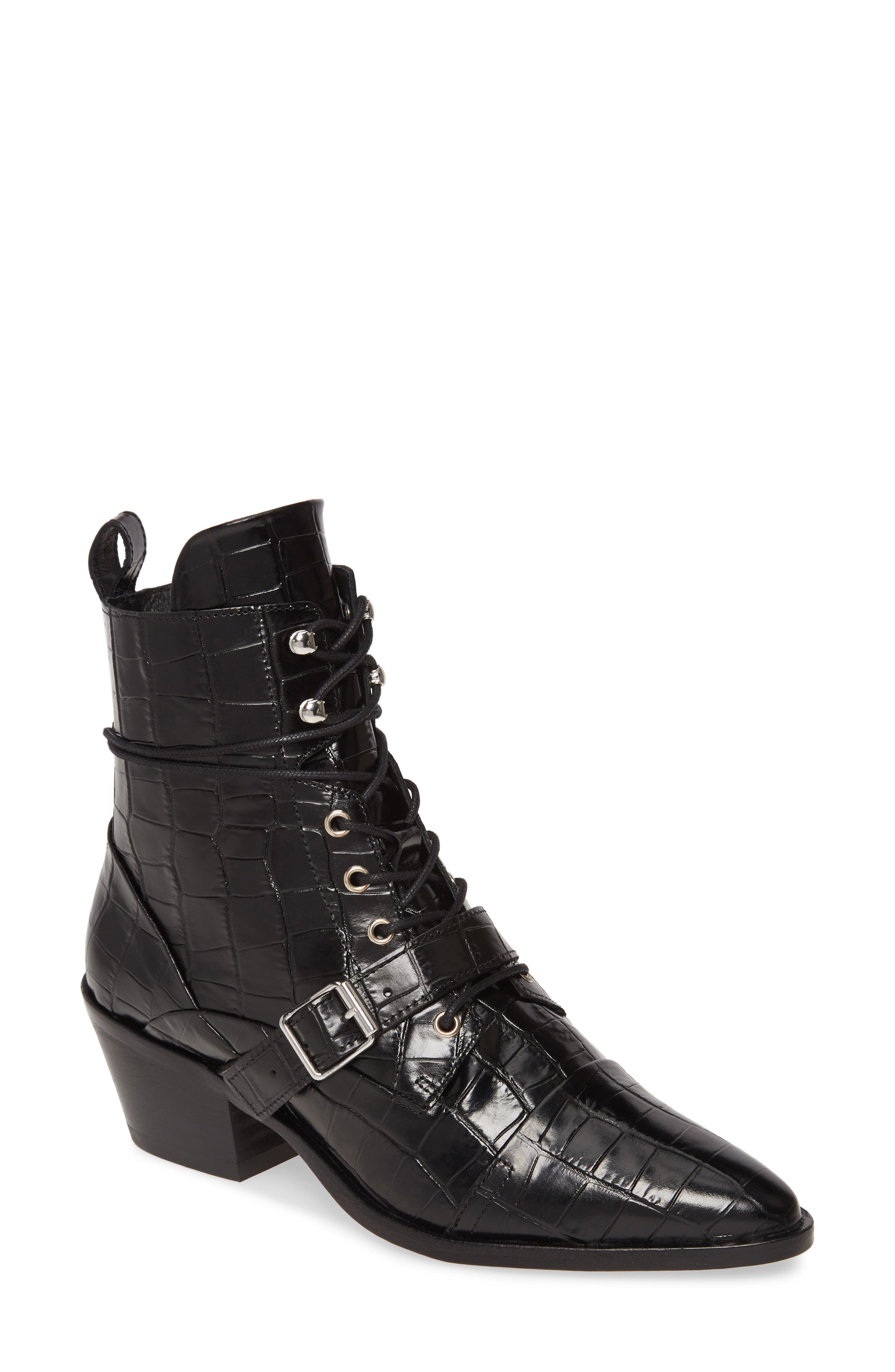 ALLSAINTS KATY CROC EMBOSSED LEATHER BOOT,192675933674