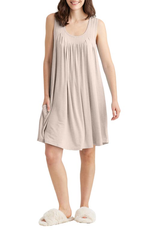 Kate Pleated Knit Nightgown in Mushroom