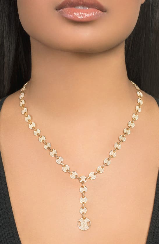 Shop Lana Mega Diamond Pavé Y-necklace In Yellow Gold