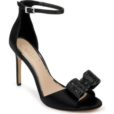 Jewel Badgley Mischka Urania Crystal Bow Ankle Strap Sandal, Black
