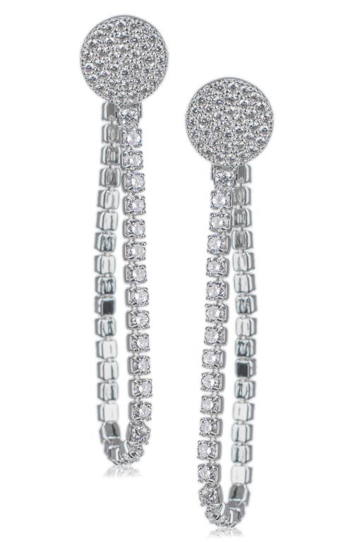 Shop Cz By Kenneth Jay Lane Cubic Zirconia Chain Drop Earrings In Clear/silver