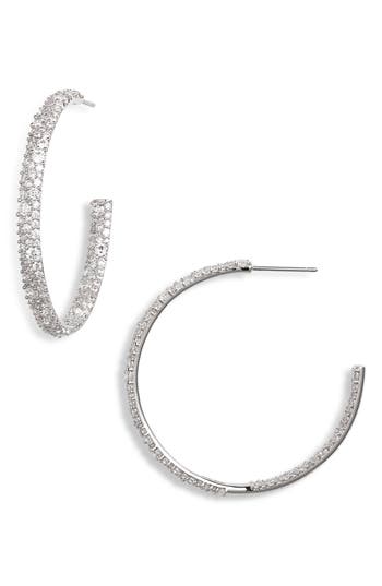Nadri Lima Pavé Hoop Earrings In Rhodium