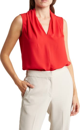 Renee C Solid V-Neck Sleeveless Top