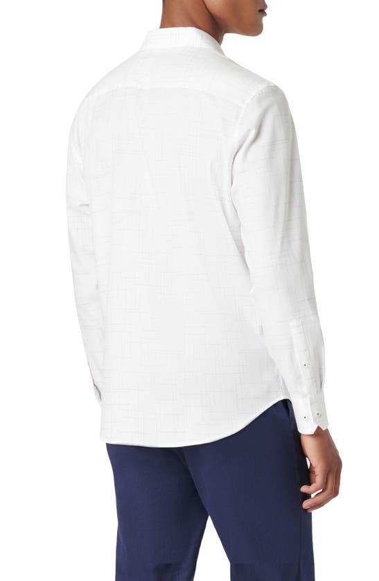 Bugatchi Axel Geo Print Stretch Button-up Shirt In White