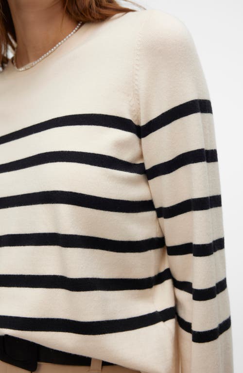 Vero Moda Saba Stripe Sweater In Birch Stripes Black