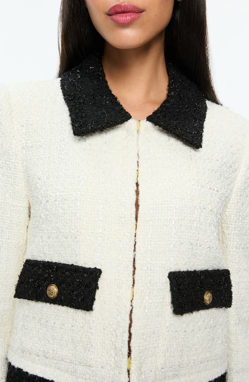 Shop Alice And Olivia Alice + Olivia Topher Metallic Tweed Jacket In Off White/black