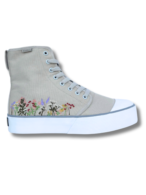 Bangs Shoes Wildflower Wanderer Platform High Tops In Light Grey