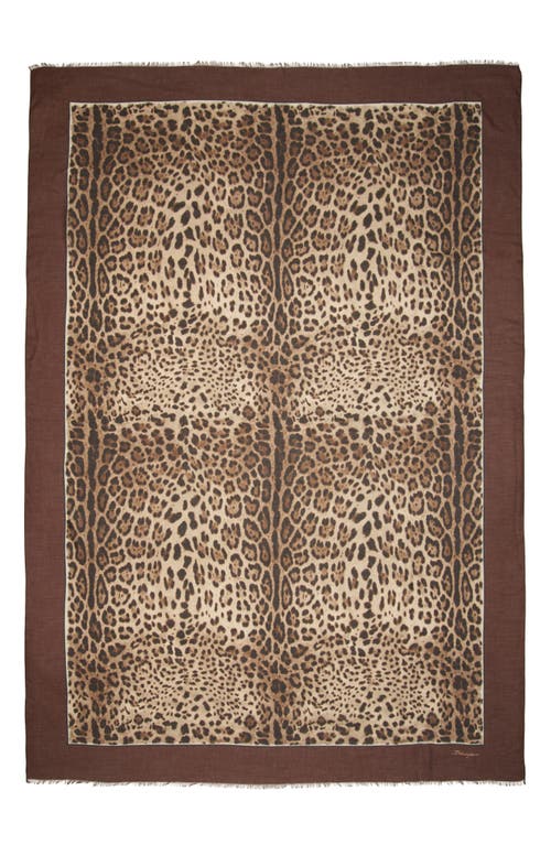 Dolce & Gabbana Leopard Print Signature Border Scarf in Light Brown Print at Nordstrom