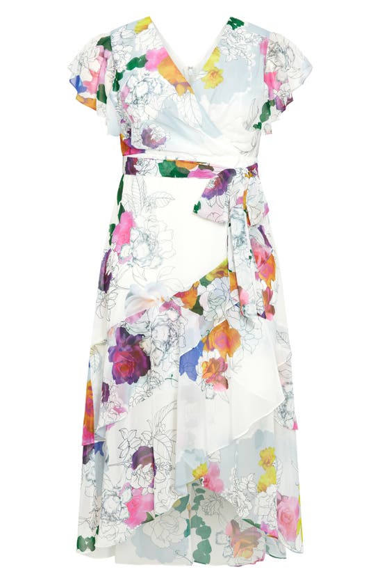 Shop City Chic Margot Belted Chiffon Maxi Dress In Bright Romance Floral