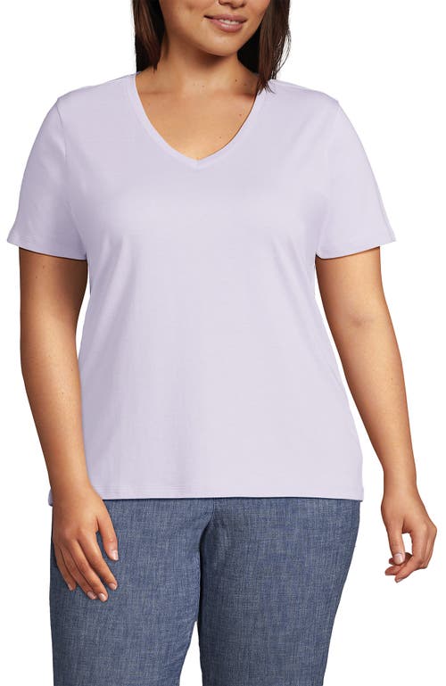 Shop Lands' End Plus Size Relaxed Supima Cotton V-neck T-shirt In Pale Lilac Frost