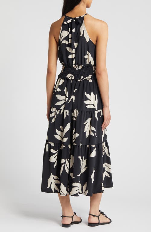 Shop Loveappella Floral Print Sleeveless Maxi Dress In Black/nat