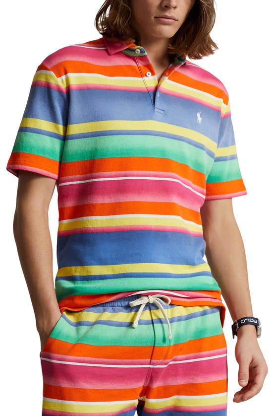 Shop Polo Ralph Lauren Stripe French Terry Polo In Marais Stripe