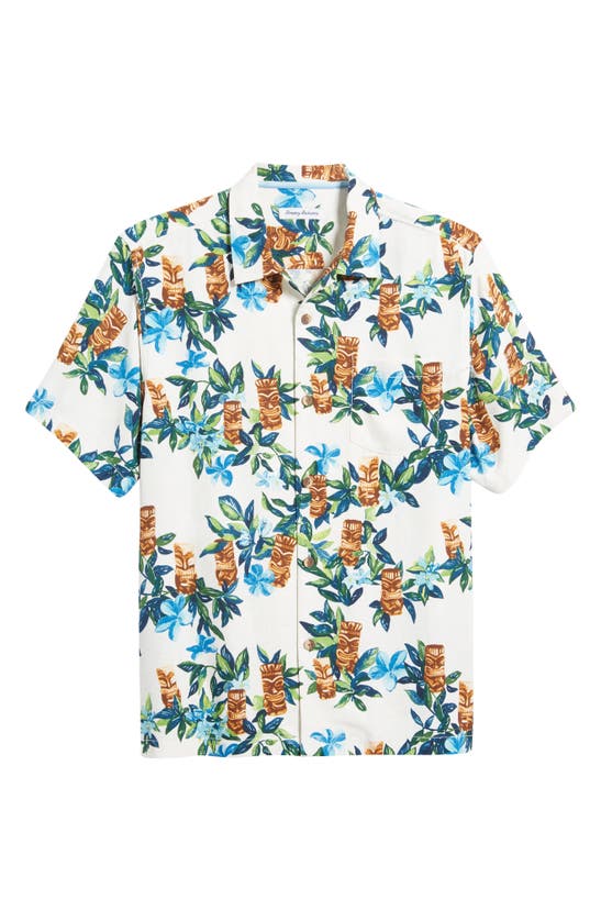 Shop Tommy Bahama Tiki Tumble Silk Short Sleeve Button-up Shirt In Continental