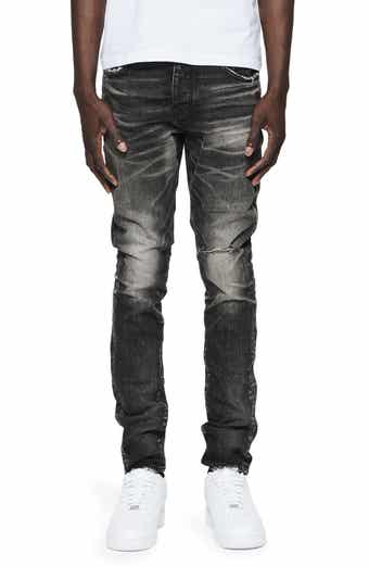 Purple Brand Distressed Ripped-knee Slim Jeans In Grey