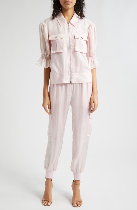 Shop Cinq À Sept Giles Cupro Crop Cargo Joggers In Icy Pink