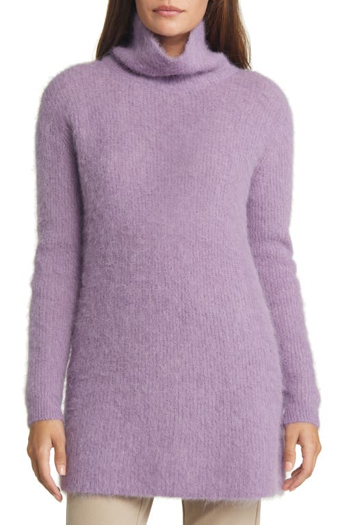 Nordstrom Fuzzy Turtleneck Alpaca Blend Tunic Sweater in Purple Wave